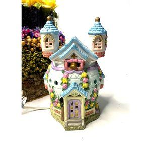 Vintage 1990s Easter Bunny Church Egg House Lamp in Pastels Bellingham Easter Co